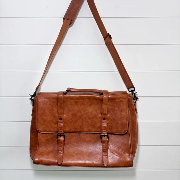 Leather Messenger Bag Vintage 15.6 Inch Laptop Briefcase Satchel Shoulder Bag - Picture 5 of 16